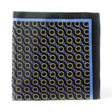 Batistă de buzunar din mătase pentru bărbați, albastră, imprimeu lanțuri – JONA