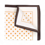 Batistă de buzunar din mătase pentru bărbați, crem cu buline portocalii – JONA