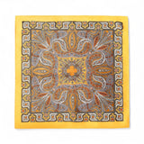 Batistă de buzunar din mătase pentru bărbați, galbenă, model ornamental – JONA