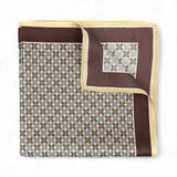 Batistă de buzunar din mătase pentru bărbați, maro-bej, model geometric – JONA