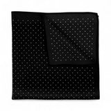 Batistă de buzunar din mătase pentru bărbați, neagră cu puncte albe – JONA