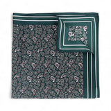 Batistă de buzunar din mătase pentru bărbați, verde, model paisley – JONA