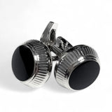 Butoni pentru bărbați cu sidef, margine texturată, negri – JONA