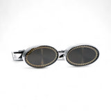 Butoni pentru bărbați cu sidef, margini decorative, negri – JONA