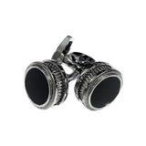 Butoni pentru bărbați cu sidef, rotunzi, negri-argintii – JONA