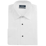 Cămașă pentru bărbați, albă uni cu nasturi negri – JONA