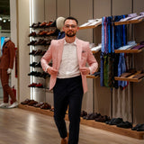 Costum Elegant Bărbați Roz Pal și Bleumarin - JONA