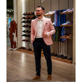 Costum Elegant Bărbați Roz Pal și Bleumarin - JONA