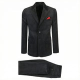 Costum din catifea reiată pentru bărbați, negru – JONA