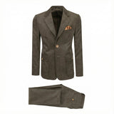 Costum din catifea reiată pentru bărbați, olive – JONA