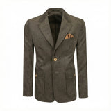 Costum din catifea reiată pentru bărbați, olive – JONA