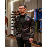 Costum Ceremonie Bărbați Imprimeu Animal Print Negru-Violet - JONA