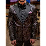 Costum Ceremonie Bărbați Imprimeu Animal Print Negru-Violet - JONA
