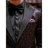 Costum Ceremonie Bărbați Imprimeu Animal Print Negru-Violet - JONA