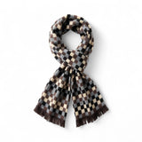 Eșarfă din Cașmir în Carouri Maro-Gri-Negru pentru bărbați – JONA