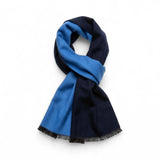 Eșarfă din cașmir albastru bleumarin pentru bărbați - JONA
