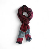 Eșarfă din cașmir Roșu-Gri Geometric pentru bărbați - JONA