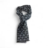 Eșarfă din cașmir negru gri floral pentru bărbați - JONA