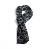 Eșarfă din cașmir negru-gri geometric pentru bărbați - JONA