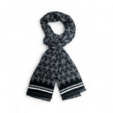 Eșarfă din cașmir Negru-Gri ornamental pentru bărbați - JONA
