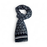 Eșarfă din cașmir Negru-Gri ornamental pentru bărbați - JONA