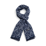 Eșarfă din cașmir Swirl Bleumarin-Gri pentru bărbați - JONA