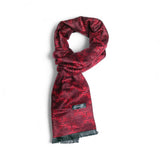 Eșarfă din cașmir bordo geometric pentru bărbați - JONA