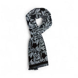 Eșarfă din cașmir Negru-Alb Paisley pentru bărbați - JONA
