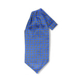 Eșarfă Ascot din mătase pentru bărbați, albastră, model paisley galben – JONA