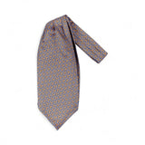 Eșarfă Ascot din mătase pentru bărbați, maro cu floricele albastre – JONA