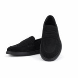 Mocasini Bărbați Ezra Piele Naturală Velur, Negru  - JONA