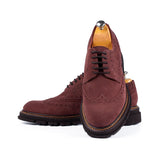 Pantofi eleganți bărbați din piele naturală velur bordo - JONA