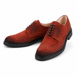 Pantofi eleganți bărbați din piele naturală velur roșu-pământiu - JONA