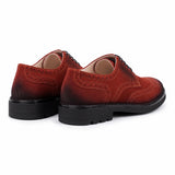 Pantofi eleganți bărbați din piele naturală velur roșu-pământiu - JONA