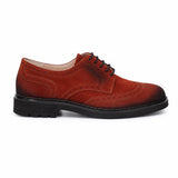 Pantofi eleganți bărbați din piele naturală velur roșu-pământiu - JONA