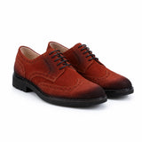Pantofi eleganți bărbați din piele naturală velur roșu-pământiu - JONA