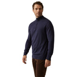 Pulover pentru bărbați cu guler și fermoar, bleumarin – JONA