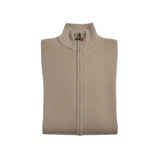 Pulover pentru bărbați cu guler și fermoar lung, bej nisipiu – JONA