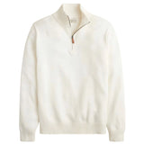 Pulover pentru bărbați cu guler înalt și fermoar, alb – JONA