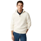 Pulover pentru bărbați cu guler înalt și fermoar, alb – JONA