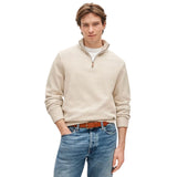 Pulover pentru bărbați cu guler înalt și fermoar, crem – JONA