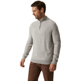 Pulover pentru bărbați cu guler scurt și fermoar, gri deschis – JONA