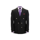 Sacou slim fit cu dublu rând pentru bărbați, negru – JONA