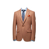 Sacou slim fit texturat pentru bărbați, bej-cărămiziu – JONA