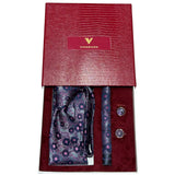 Set cadou accesorii pentru bărbați, 3 piese, mov cu imprimeu floral roz – JONA