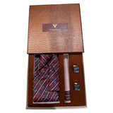 Set cadou accesorii pentru bărbați, 3 piese, vișiniu cu carouri – JONA