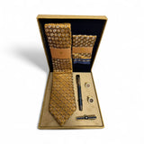 Set cadou accesorii bărbați 5 piese, auriu cu detalii fine - JONA