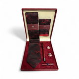 Set cadou accesorii bărbați 5 piese, bordo paisley texturat - JONA
