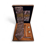 Set cadou accesorii bărbați 5 piese, maro paisley - JONA