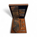 Set cadou accesorii bărbați 5 piese, maro floral - JONA